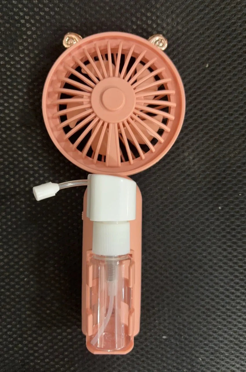 USB rechargeable plastic desk fan in five colour options showing 20 cm blades