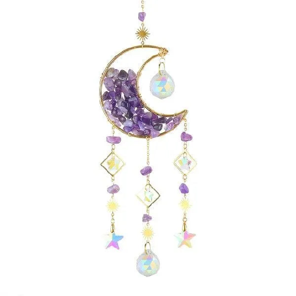 K9 crystal moon car pendant on 420mm chain in blue colour option