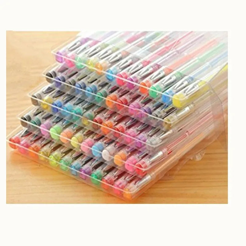 100 gel pens with watercolour ink and highlighter function in plastic barrels
