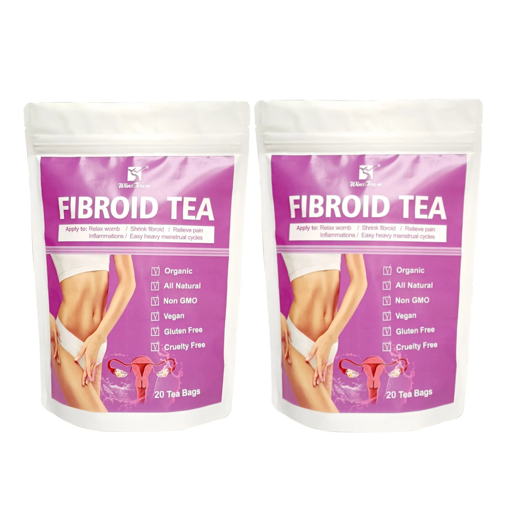 Single pack of C83 Winstown fibroid herbal tea bags for cold extract preparation.