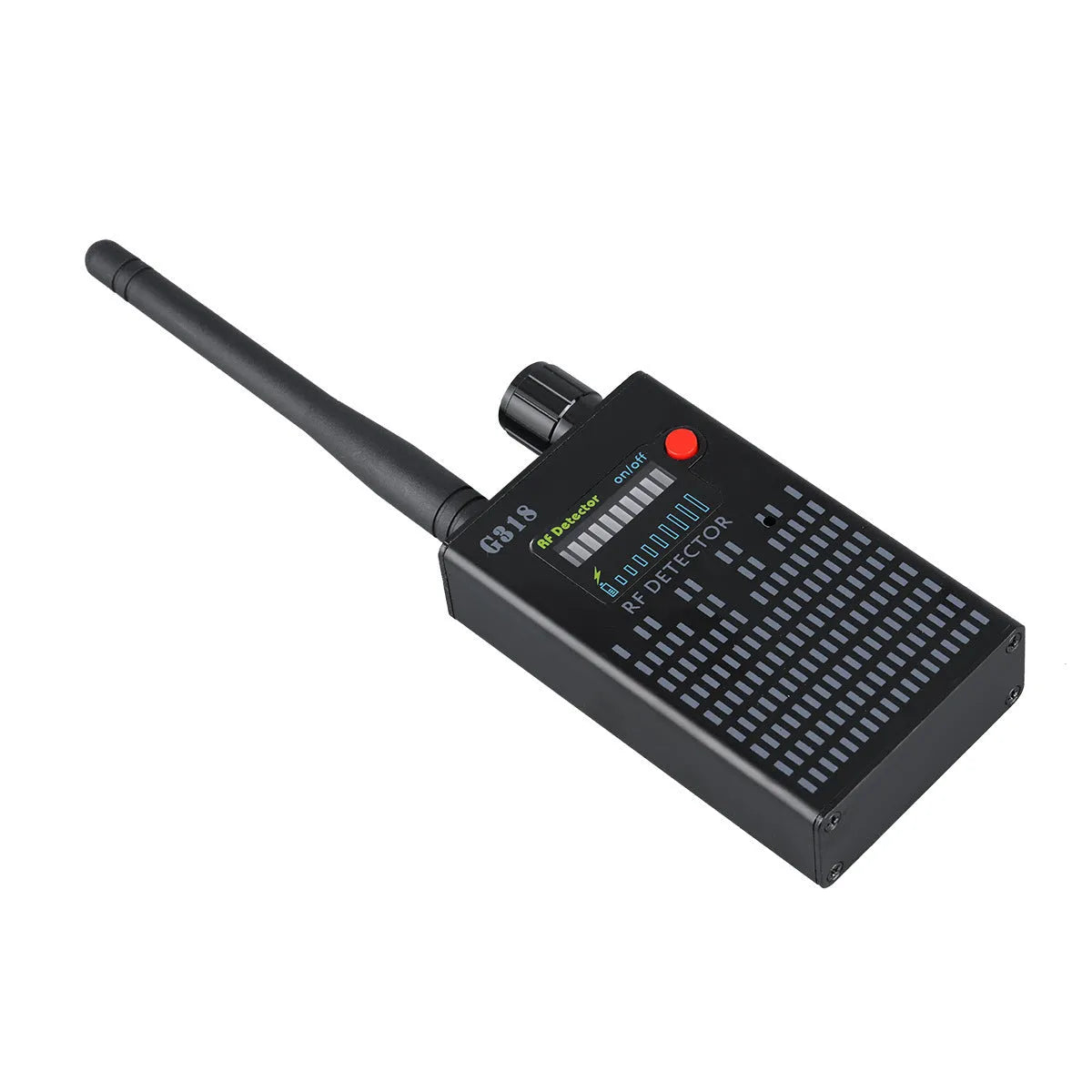 Black G318 hidden camera detector with aluminium alloy body for security checks in public spaces