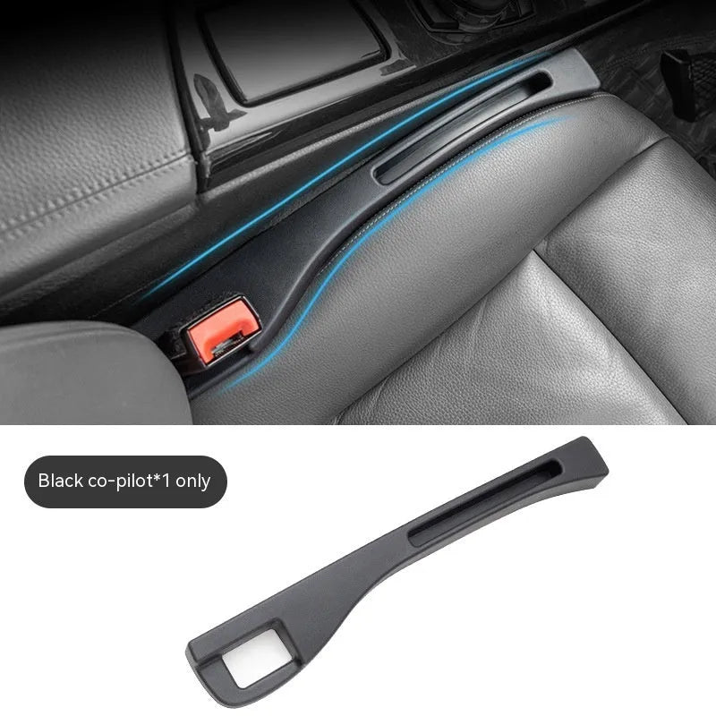 Black plastic car seat gap storage box with handle for organising driving essentials
