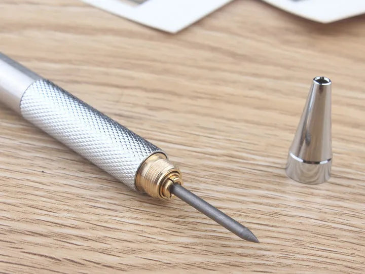 Metal automatic mechanical pencil with 0.5mm to 2.0mm lead size options