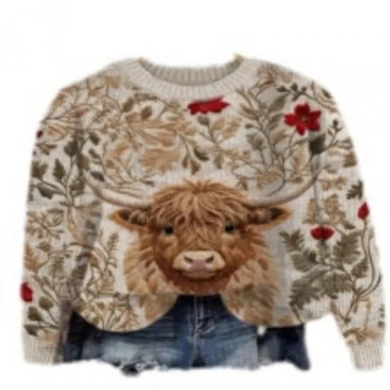 Little Flower digital printed round neck sweater in a colour from the YPM935 range, sizes S to 4XL.