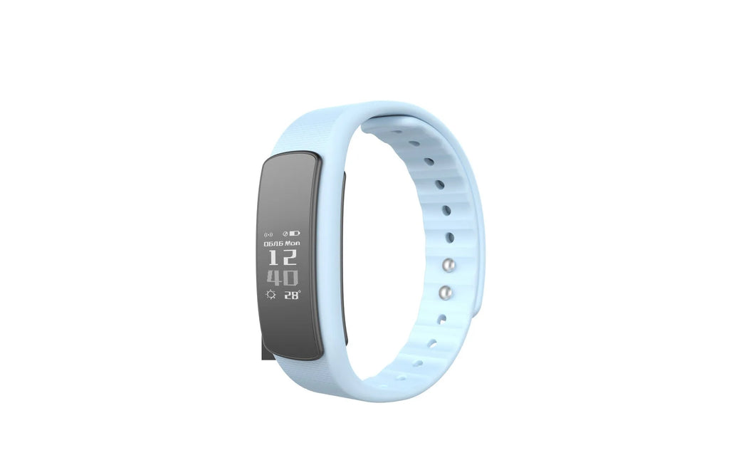 I6 smart sports bracelet with 0.96-inch touch screen in black colour on wrist