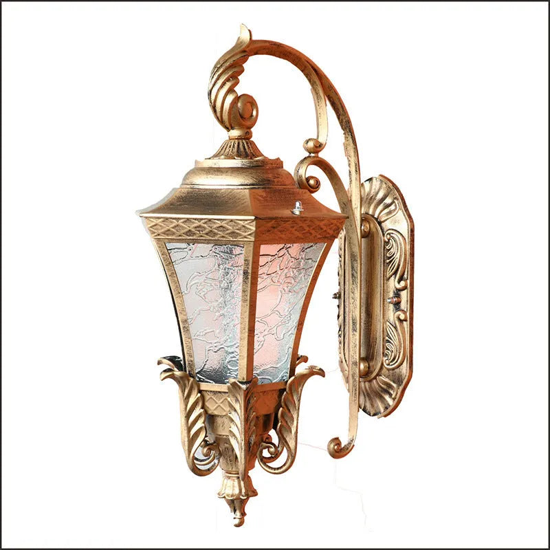 European-style black outdoor waterproof wall lamp with IP54 rating for courtyard lighting
