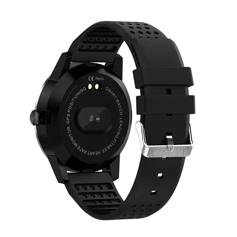 Slim black or blue smart bracelet with a 1.3-inch colour screen showing fitness metrics.