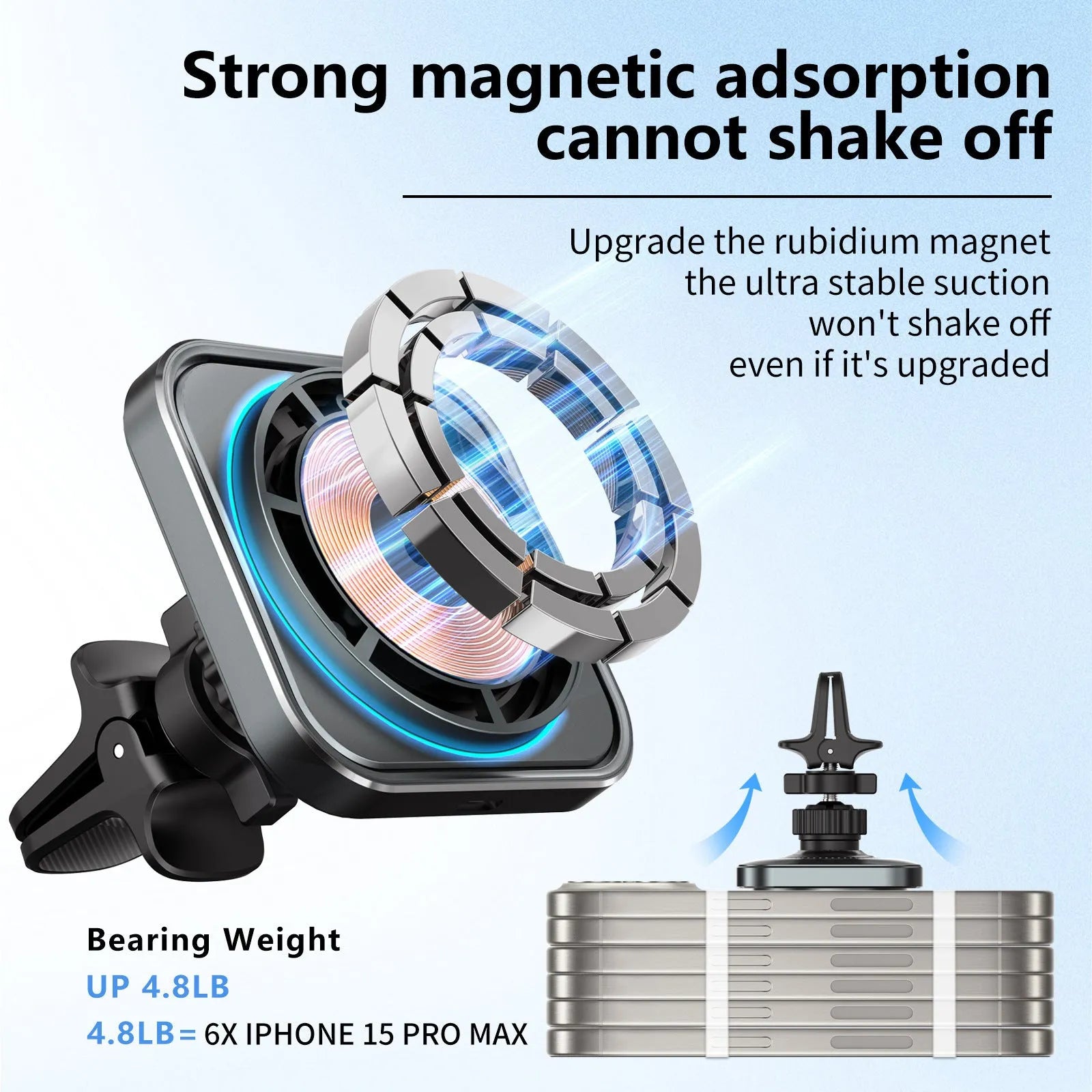 Magnetic car wireless charger holder M69 with USB interface and bracket