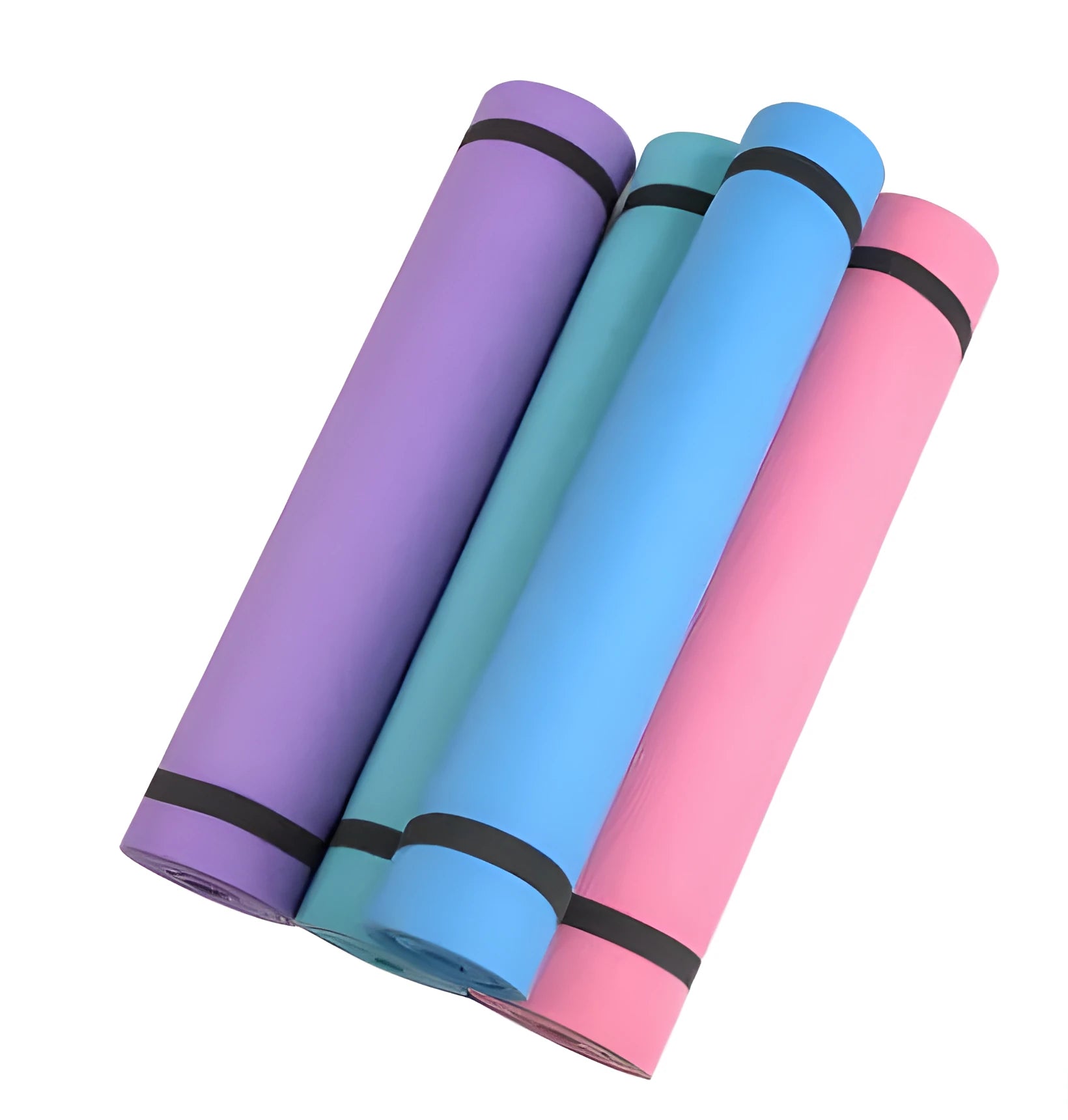 Red EVA fitness yoga mat showing its texture, with a 4mm thickness edge visible.