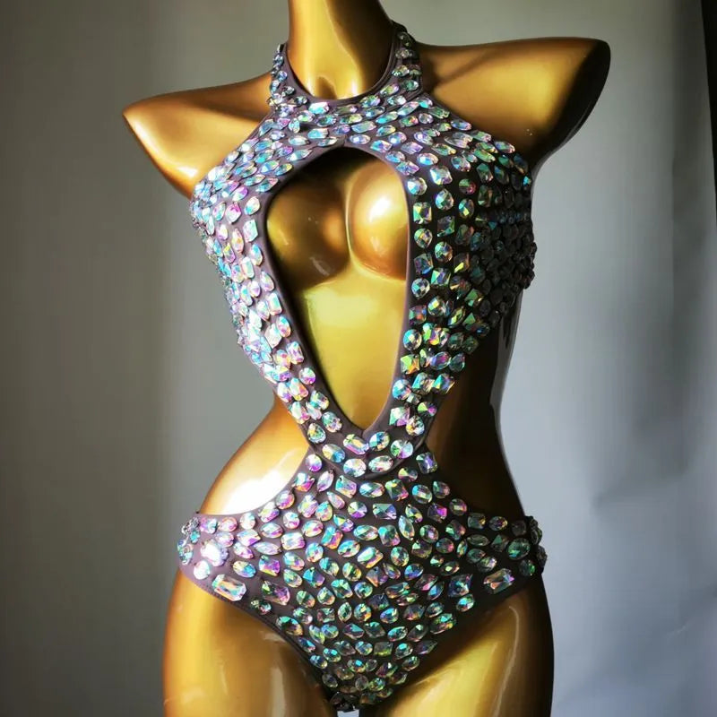 Women's one-piece mesh diamond swimsuit in black, light green, Army Green or brown colours