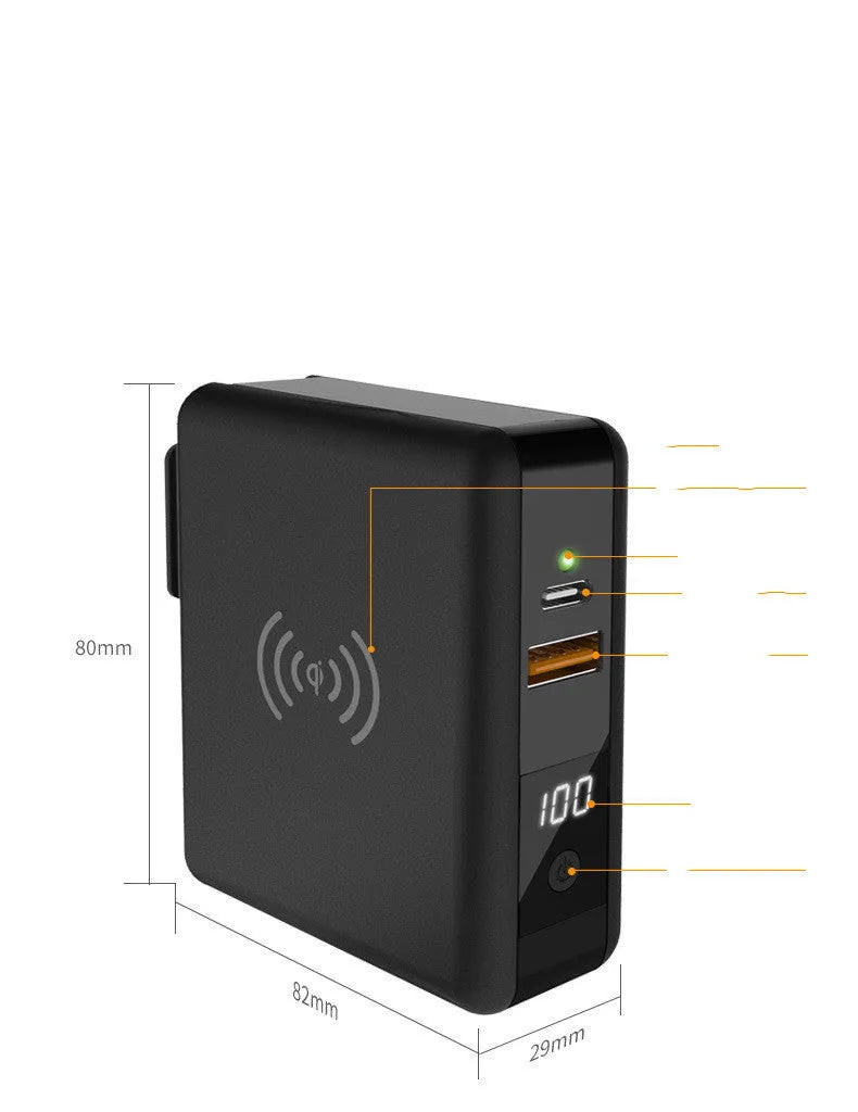 Super QI wireless charging power bank PD20W 10000mAh with travel adapter in black or white