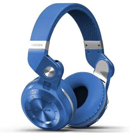 Bluedio T2 Plus Bluetooth on-ear wireless headphones in black, white, red, or blue.
