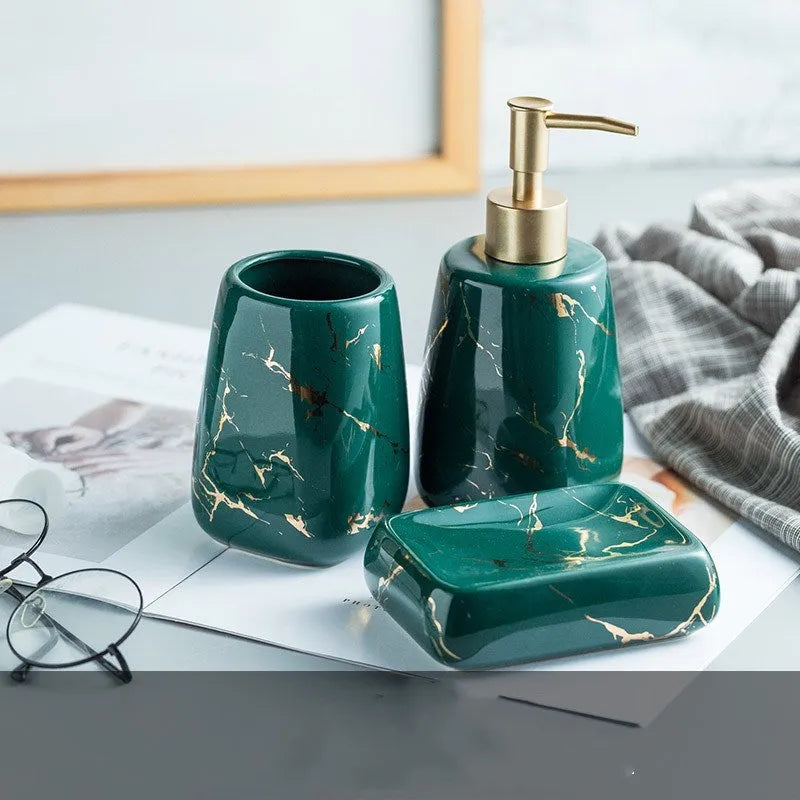 Ceramic bathroom wash set in light luxury style with fine porcelain construction