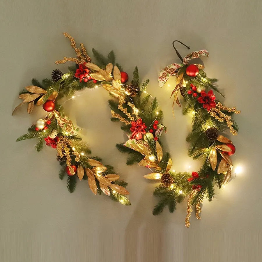 Christmas garland decoration in plastic with multiple hanging style options