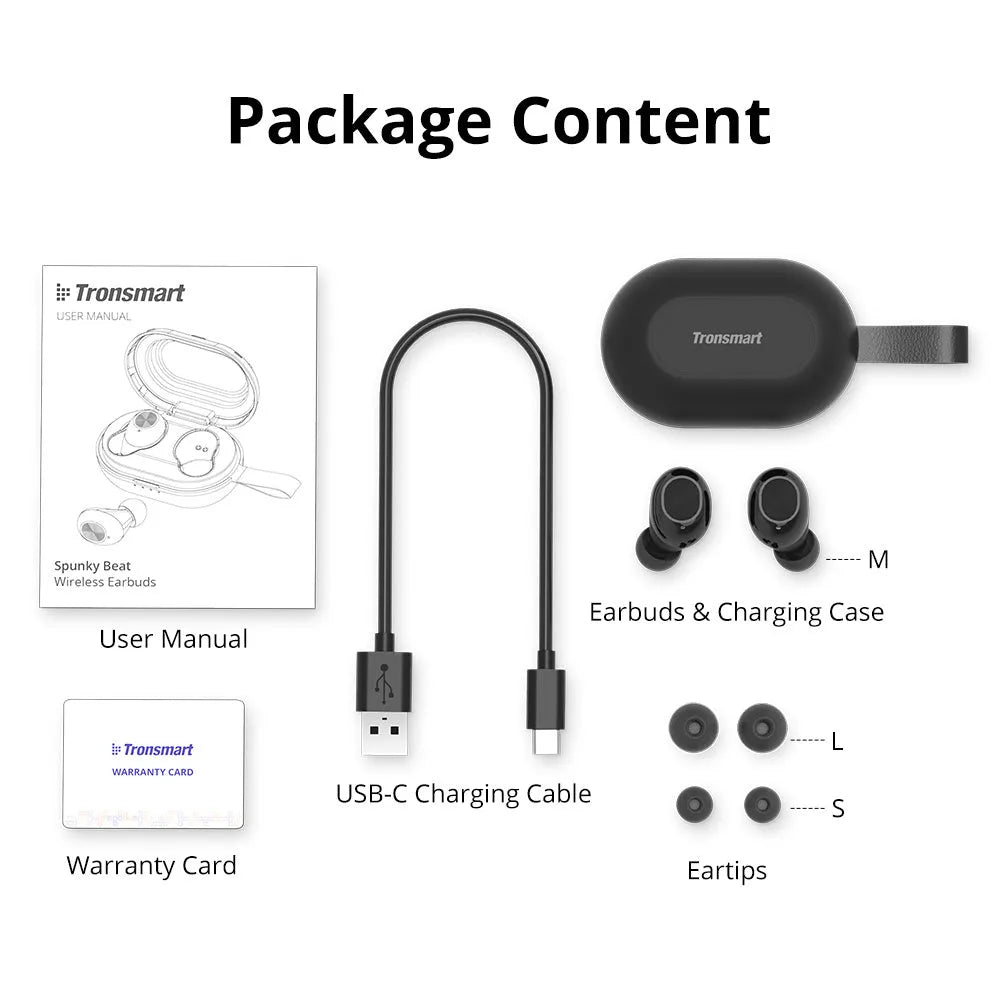 Tronsmart Spunky Beat wireless Bluetooth earphones with touch controls and Qualcomm aptX certification