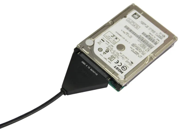 Black USB 3.0 to SATA 7+15 pin hard drive adapter cable with separate power supply line