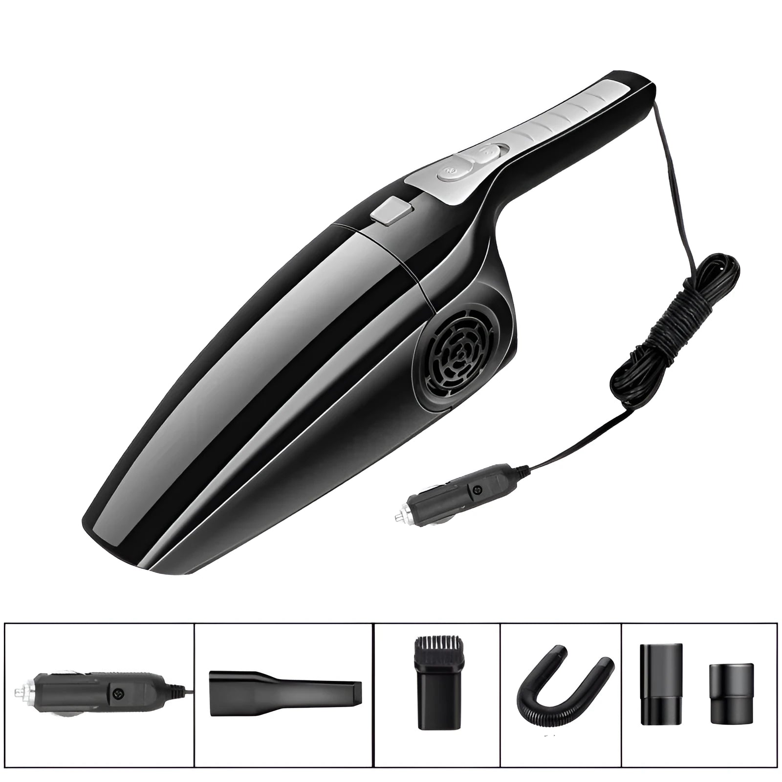 PoHigh Power Hypa black and orange 12V car vacuum cleaner with cigarette lighter plug