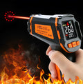 ST390A handheld infrared high temperature thermometer on a dark background.