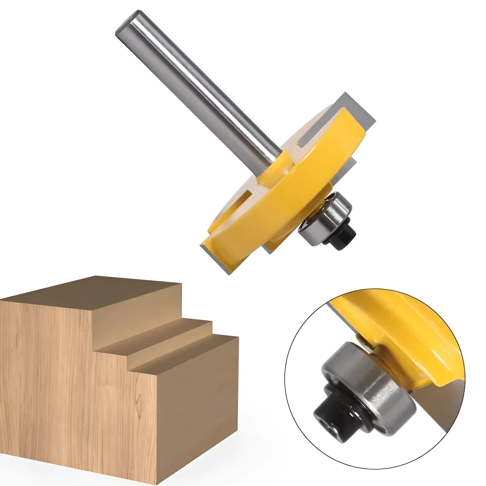 Woodworking step knife cutter for doors and windows with carbide tip and eight handle options.
