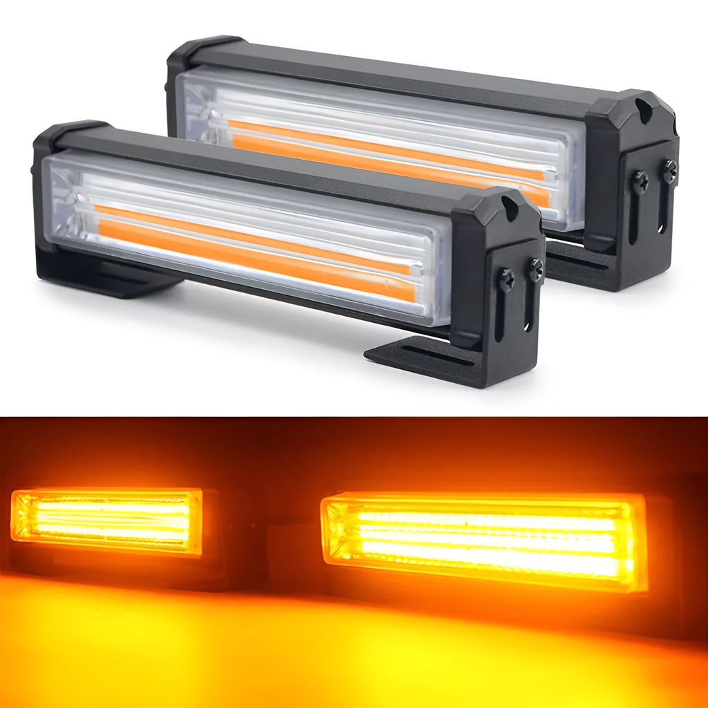Yellow two-middle-net strobe warning light with aluminium housing, measuring 160mm in diameter.