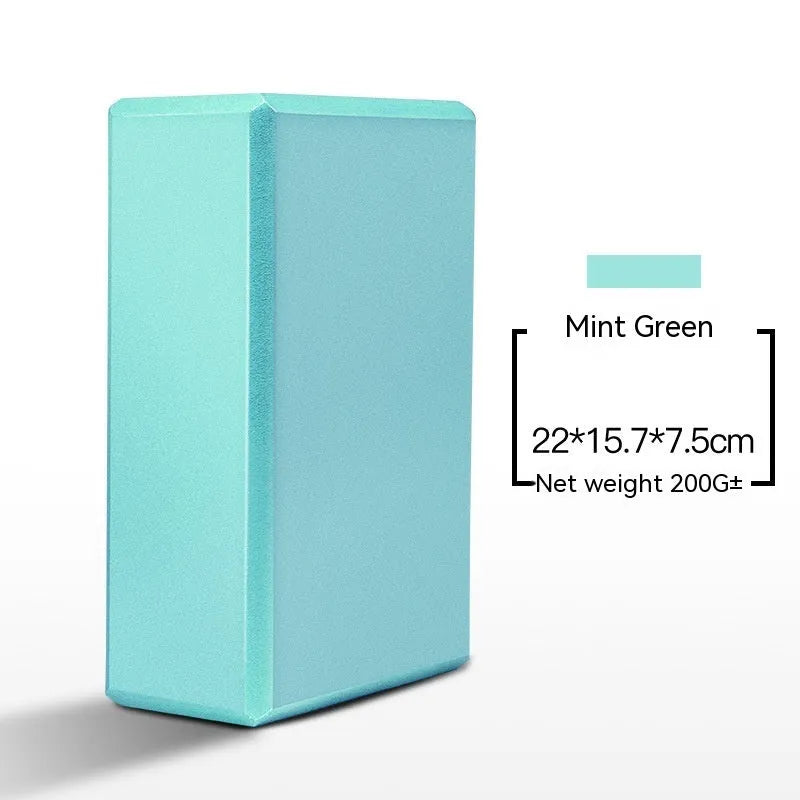 High-density EVA yoga block in a selection of solid colours and printed designs.