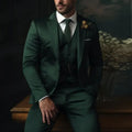 Men's slim fit three-piece business suit set in light style, polyester blend fabric, including top trousers and waistcoat