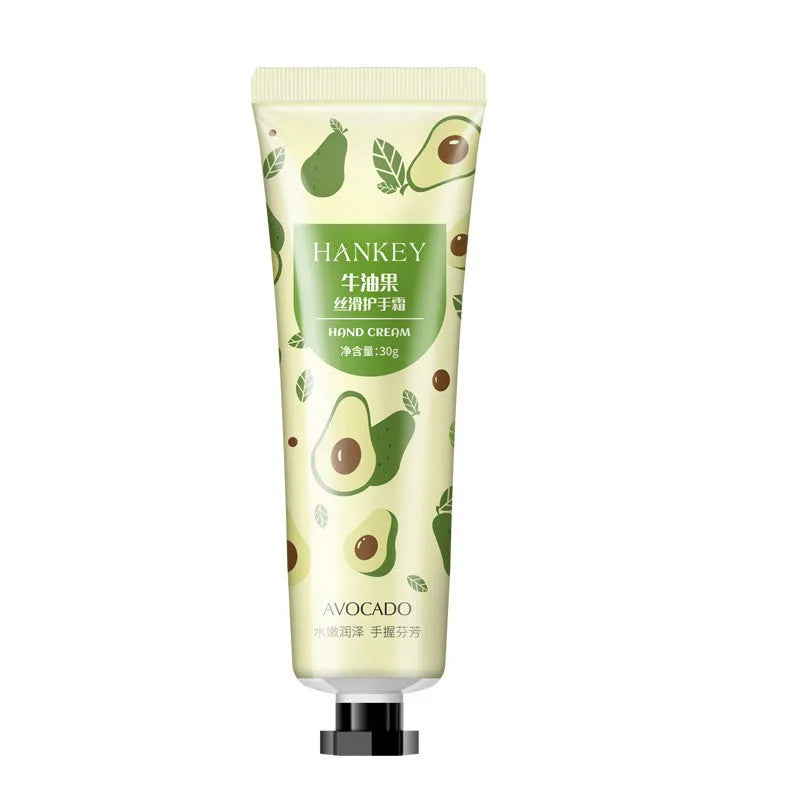 30g Fruit Hand Cream tube in multiple fragrance options including avocado and chamomile