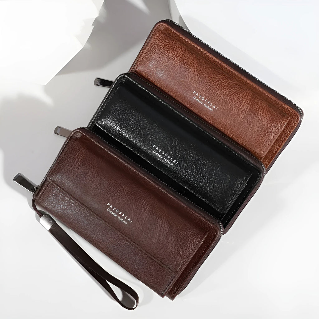 Men's PU leather wallet with multiple card slots in black, brown and coffee brown colours