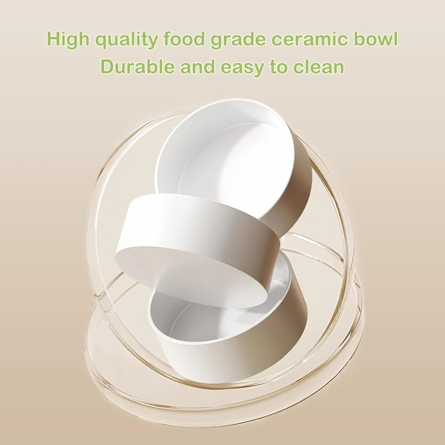 Green ceramic raised cat bowls with 15 degree tilt and non-slip base for spill-proof feeding