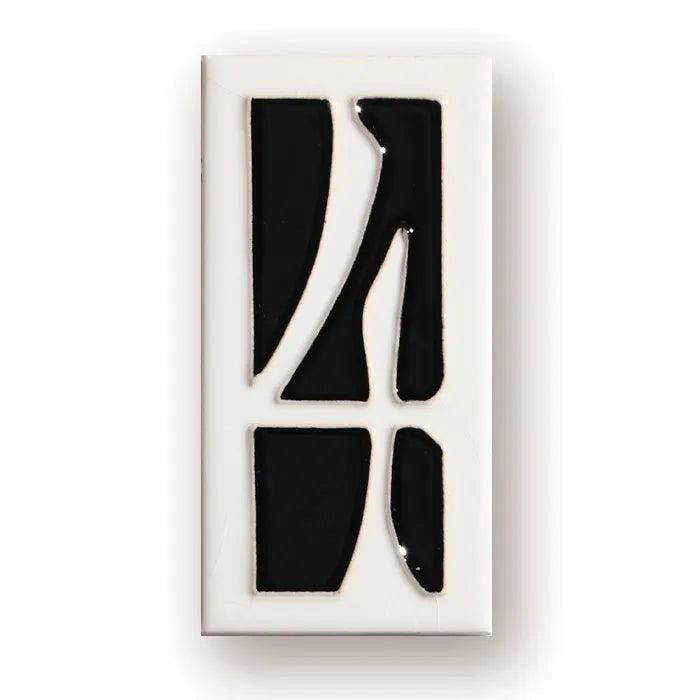 Handmade ceramic retro doorplate with enamel art decoration measuring 76mm by 152mm