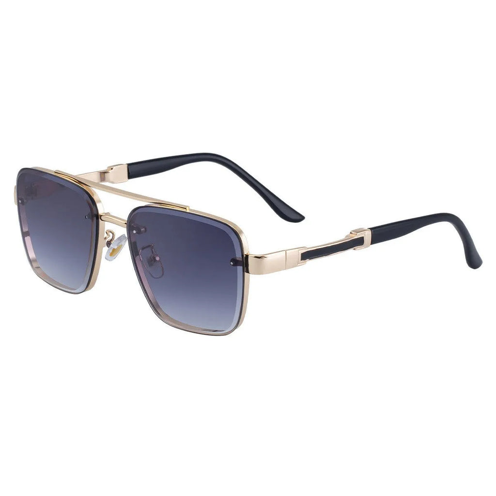 Men's vintage sunglasses with UV protection in gold gradient blue colour with PC frames