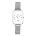 Women's rose gold waterproof quartz watch with woven steel strap and alloy case