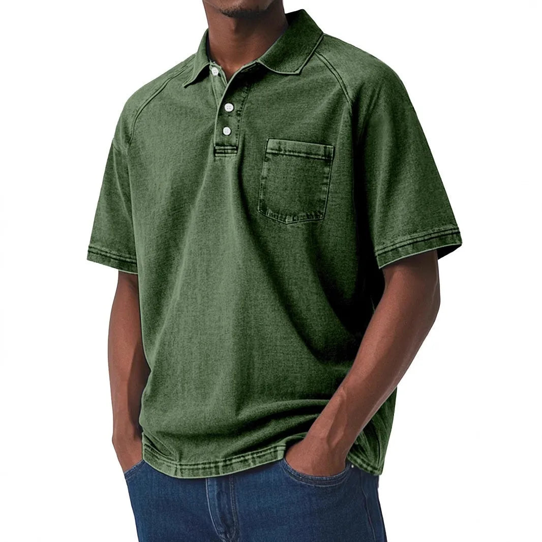 Plus size Korean style men's printed short sleeve shirt in thin polyester for summer wear