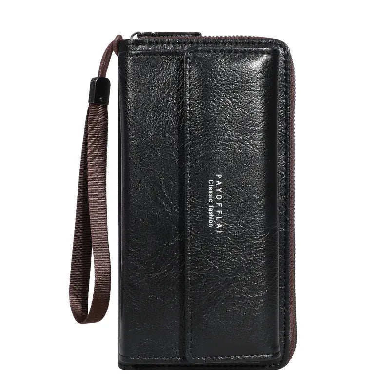 Men's PU leather wallet with multiple card slots in black, brown and coffee brown colours