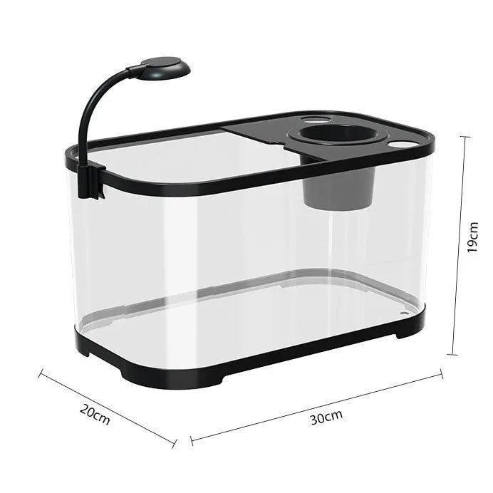 Desktop ecological landscape filter fish tank with integrated oxygenation system in luxury white colour