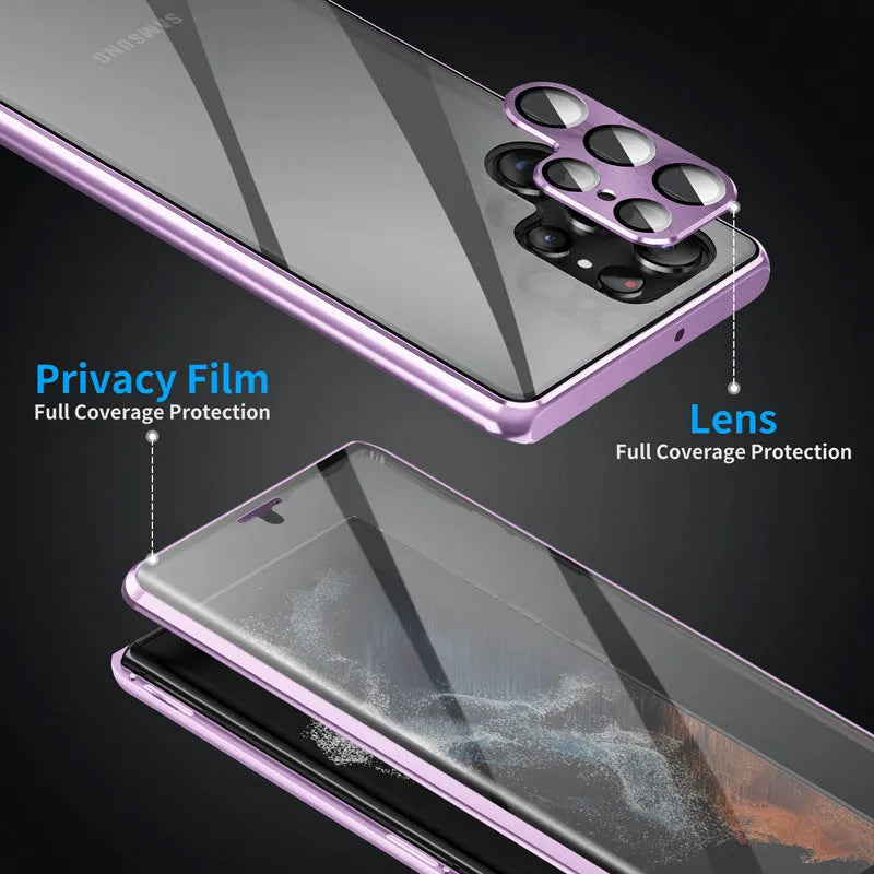 Magnetic king phone case with peep-proof mirror for Samsung Galaxy S24 Ultra in multiple colours