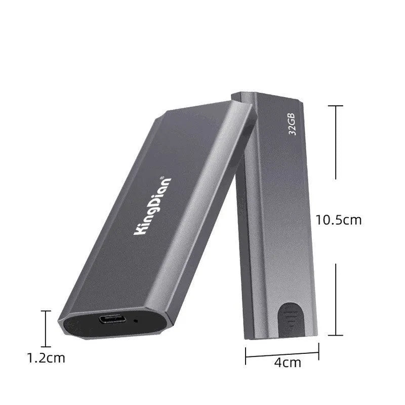 Grey aluminium mobile SSD with USB 3.0 connector for smartphone direct connection