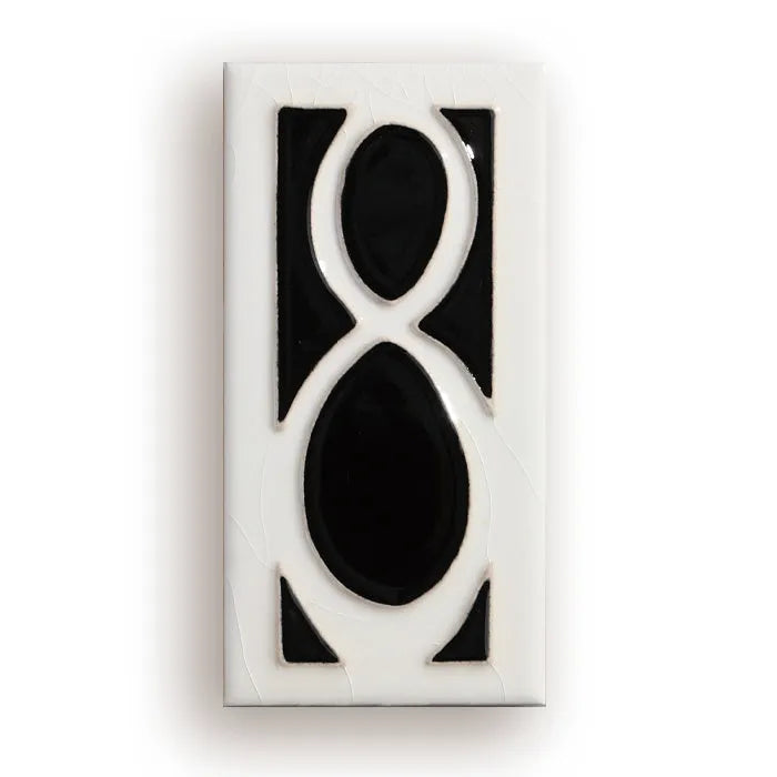 Handmade ceramic retro doorplate with enamel art decoration measuring 76mm by 152mm