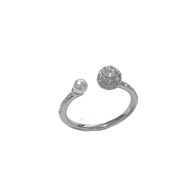 Women's round zircon open-end ring in gold or silver colour with real gold plating