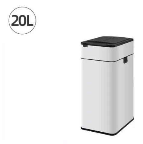 Square inductive sensor bin with automatic lid and deodorant system in stainless steel finish