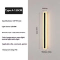 150cm long straight outdoor LED wall lamp with wrought iron housing, shown mounted on an exterior wall.