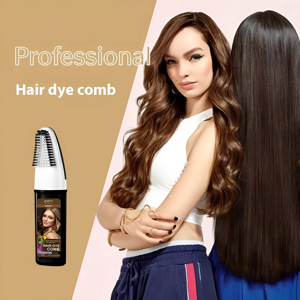 Permanent hair dye kit 200ML tube with applicator comb in Brown, Wine Red, or Dark Brown shades.