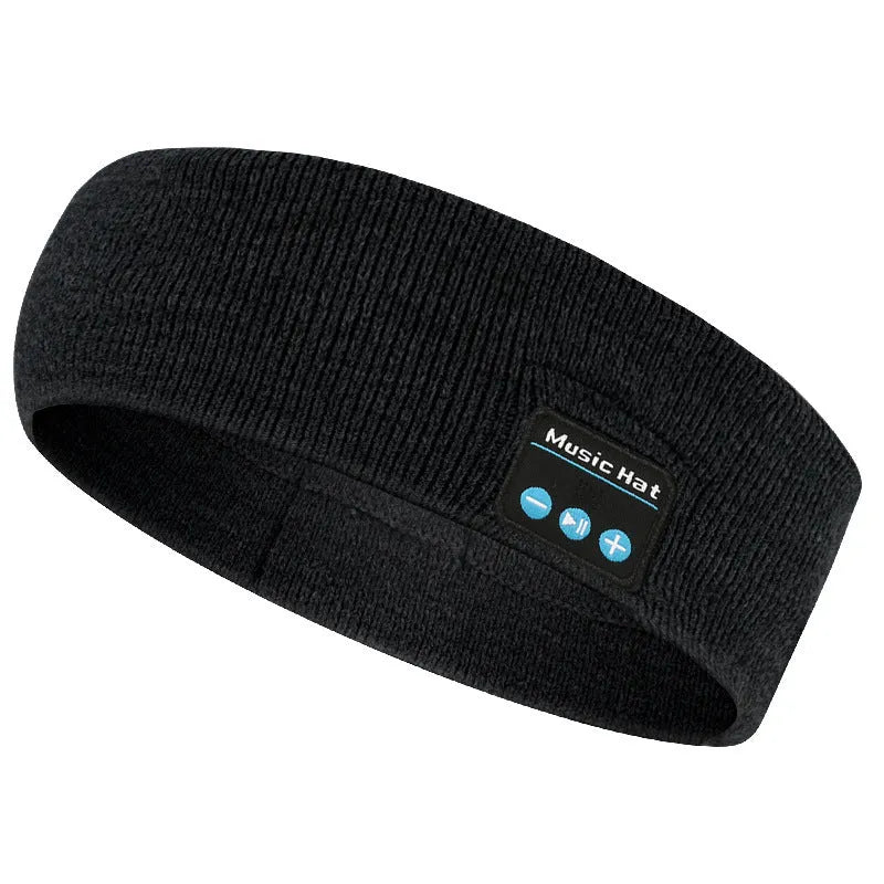 Bluetooth 5.4 sports headband with removable washable fabric scarf in black colour