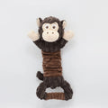 Large plush hippo or monkey dog toy with a handle, for squeaky and tug of war play