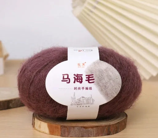 Mohair wool ball for DIY scarf kit with 34 colour options including white, grey, pink and blue