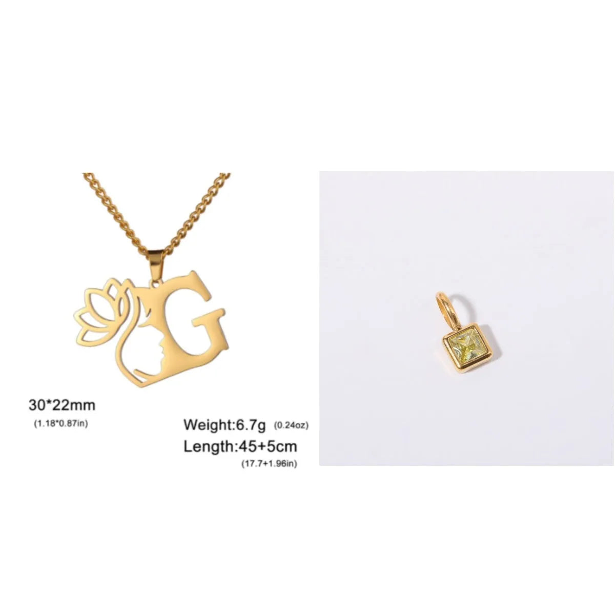 Stainless steel cross chain necklace with single pendant in gold or silver colour