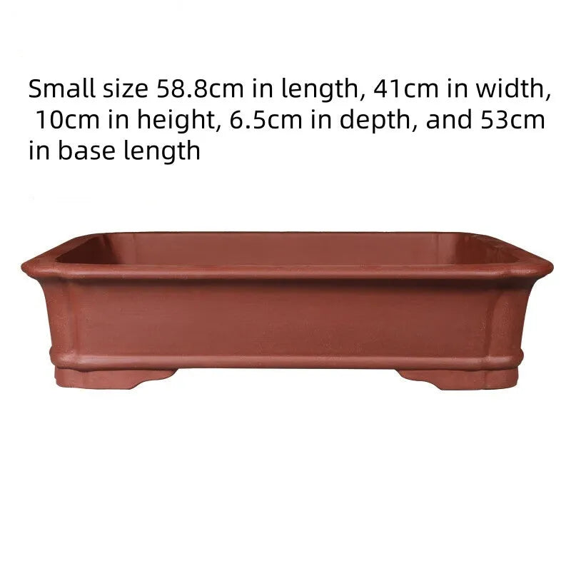 Handmade purple clay rectangular bonsai flower pot for indoor plants
