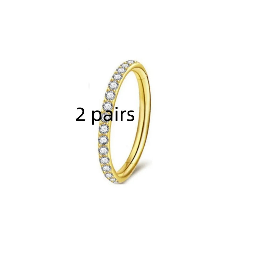 Stainless steel seamless nose ring jewellery showing colour options including gold, rose gold and black finishes