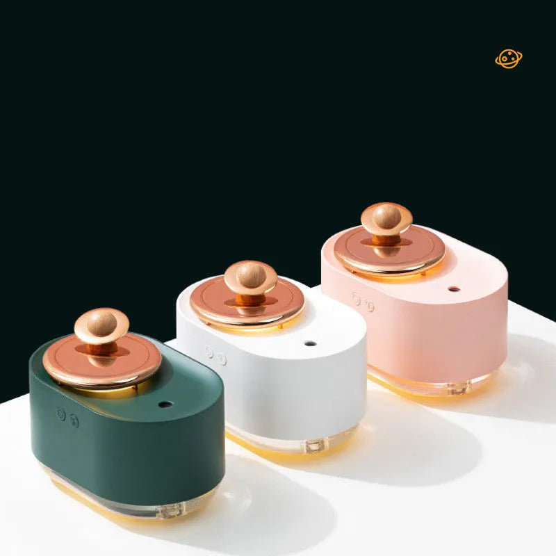 Rotating planet design USB humidifier in green colour with 0.5L water tank