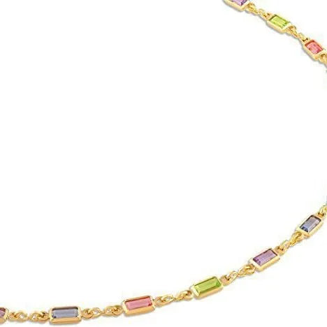 Ladies geometric crystal necklace with alloy chain and random colour glass detailing